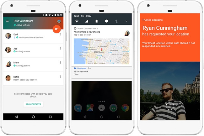 اپلیکیشن Google Trusted Contacts امکان اشتراک موقعیت مکانی کاربر را در شرایط اضطراری فراهم آورد