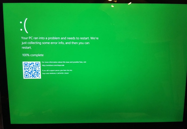 صفحه‌ی آبی مرگ Windows، برای کاربران نسخه‌های آزمایشی به رنگ سبز خواهد بود