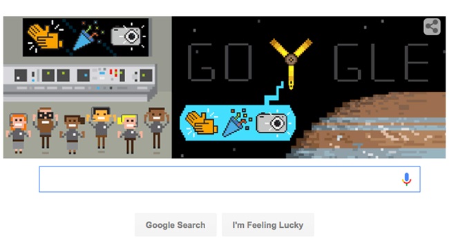 Google Doodle سفر Juno به ژوپیتر را به همراه ایموجی های بامزه خود جشن می گیرد