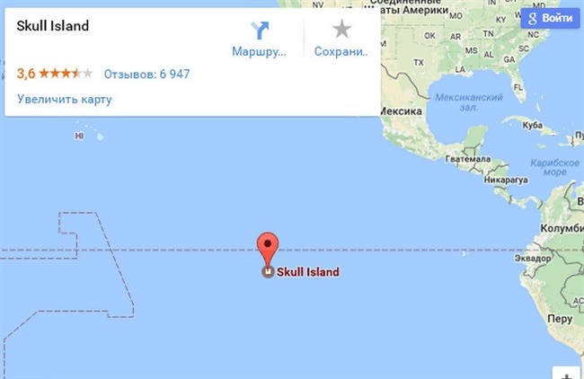 نمایش جزیره‌ی کینگ گونگ بر روی سرویس Google Maps