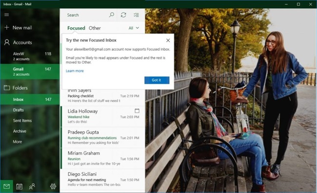 Microsoft در حال بهبود عملکرد ایمیل و تقویم Windows 10 برای کاربران Gmail