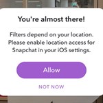 نیاز به دسترسی به سرویس موقعیت‌یاب برای استفاده از برخی فیلترها در Snapchat