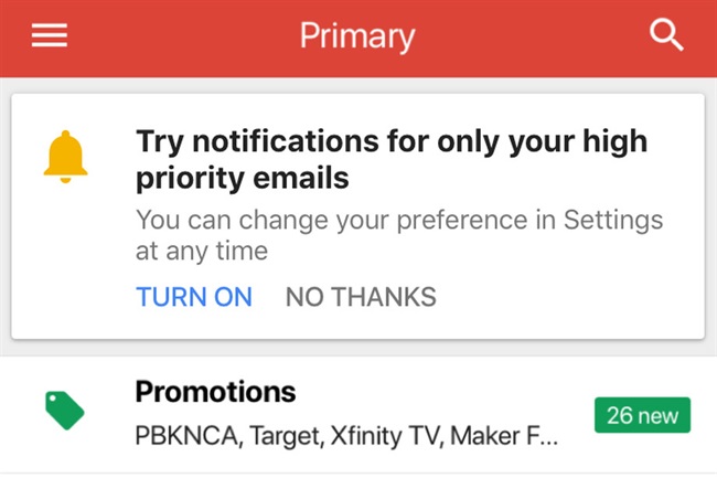 اعلان‌های هوشمندانه‌تر Gmail برای iOS