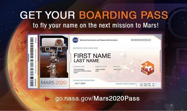 ناسا نام افراد را به مریخ می‌برد