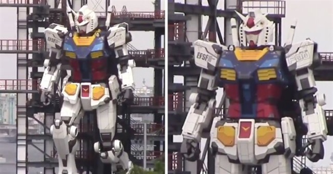 ربات ۱۸ متری Gundam ژاپنی‌ها بدون کمک راه رفت